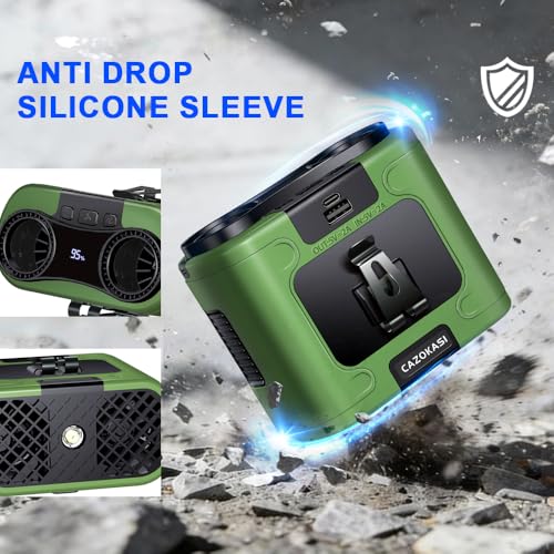 CAZOKASI 2026 Upgrade 20000mAh Waist Clip Fan Wearable Fan Portable Personal Body Fan Powerful Upto 36H Cooling and Heatstroke Prevention Fan (20000mAh/Green) - size: 20000mAh/Green