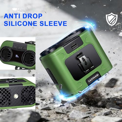 CAZOKASI 2026 Upgrade 20000mAh Waist Clip Fan Wearable Fan Portable Personal Body Fan Powerful Upto 36H Cooling and Heatstroke Prevention Fan (20000mAh/Green) - size: 20000mAh/Green