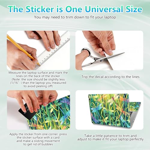 Laptop Skin Sticker Decal 12"-15.6" Universal Laptop/Notebook/Netbook Vinyl - Waterproof Scratch Resistant,Fits HP Dell Lenovo MacBook,2 Free Wrist Pads,Easy Apply & Remove,Dragonfly Thicket - color: Dragonfly Thicket