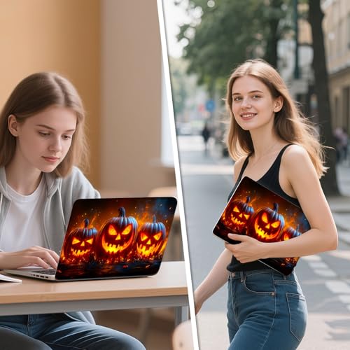 Universal Laptop Skin Sticker Decal, 12"-15.6" Aesthetic Vinyl Wrap, Glowing Jack-o-Lanterns Waterproof Notebook Cover Art Protector for MacBook HP Dell Lenovo, Fits 13" 14" 15" 15.6" - color: Glowing Jack-o-lanterns