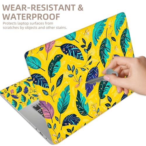 Universal Laptop Skin Sticker for 12/13/14/15.6 Inch Laptops, Reusable Vinyl Laptop Decal Cover, Waterproof Scratch Resistant Notebook Skin with 2 Wrist Pads,Feather Illustration - color: Feather Illustration
