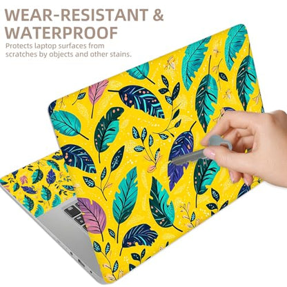 Universal Laptop Skin Sticker for 12/13/14/15.6 Inch Laptops, Reusable Vinyl Laptop Decal Cover, Waterproof Scratch Resistant Notebook Skin with 2 Wrist Pads,Feather Illustration - color: Feather Illustration