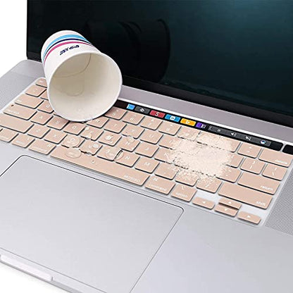 MOSISO Keyboard Cover Compatible with MacBook Pro 13 inch M2 M1 | 2023-2020 A2338 A2289 A2251&Compatible with MacBook Pro 16 2020 2019 A2141 Touch ID, Protective Silicone Skin, Camel - color: Camel