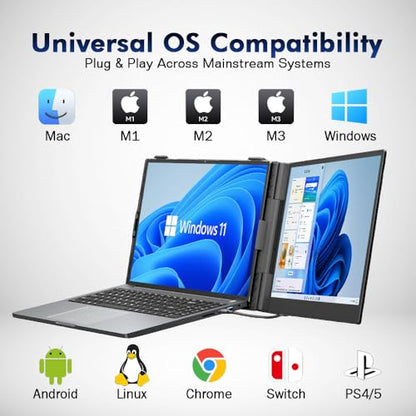 Blackview Laptop Screen Extender 14" FHD IPS, 1.3lbs 0.17" Ultra-Slim | 4.5mm ultra-slim, 14" 1080 FHD IPS, 180° rotate, dual-screen, plug & play, USB-C/HDMI, works with Mac/Windows/Android/Switch - color: SCM6
