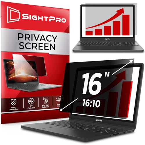SightPro 16 Inch 16:10 Laptop Privacy Screen Filter - Computer Monitor Privacy Shield and Protector - High Clarity - size: 16 Inch 16:10