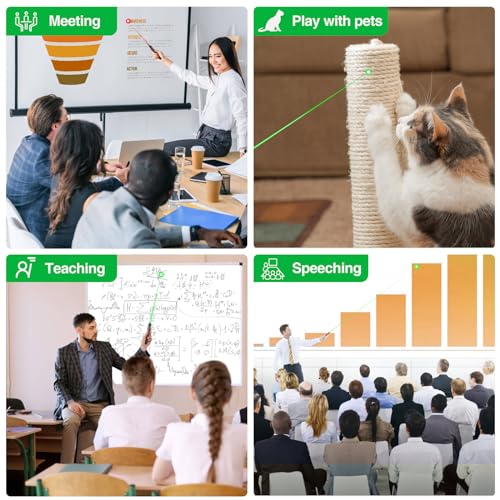 2 in 1 USB Type C Rechargeable Presentation Clicker with Green Pointer, Wireless Presenter for PowerPoint Presentation PPT Clicker, 2.4GHz Presentation Remote Slide Advancer for Computer MacBook - style: Green+Rechargeable+Black