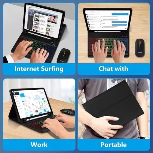 2 Pack Ultra-Slim Bluetooth Keyboard and Mouse Portable Mini Wireless Keyboard Rechargeable 7-Color Backlit for Apple iPad iPhone Samsung Tablet iPhone Smartphone iOS Android Windows,Black - color: 2 Pack black