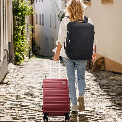 3 Piece Luggage Set, 20 Inch Carry On Luggage 22x14x9 Airline Approved, Hardside Suitcases with Wheels, Suitcase Set with YKK Zipper&TSA Lock, Travel Set - color: Red, size: 3 piece set (20inch)