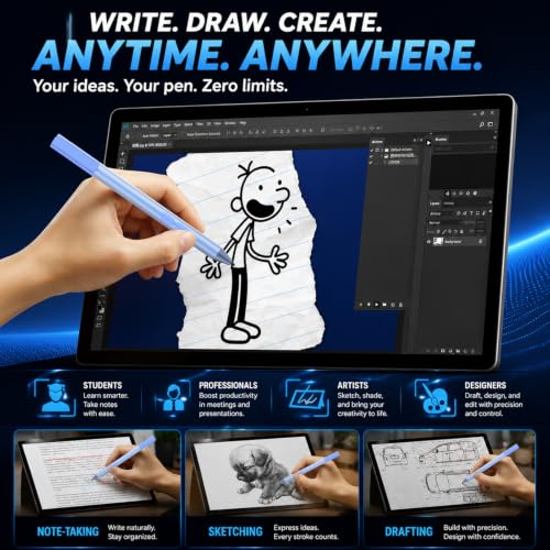 Active Pen for HP Omnibook Envy x360 Spectre Pavilion, Palm Rejection | 1024 Pressure Levels, 300-Day Battery, Dual Side Button, No Bluetooth, MPP 1.51 for Drawing & Note-taking - color: Sapphire