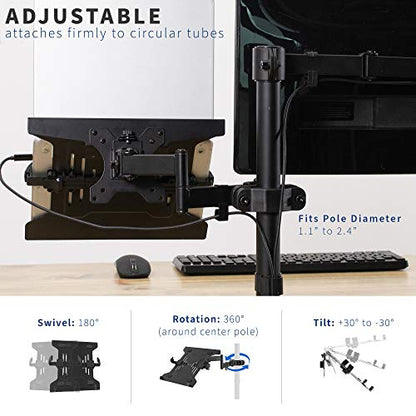VIVO Steel Universal Full Motion Pole Mount Laptop Holder Arm with Removable 75mm and 100mm VESA Plate, Fits 10 to 15.6 inch Laptops, Black, MOUNT-PL1A-LAP3