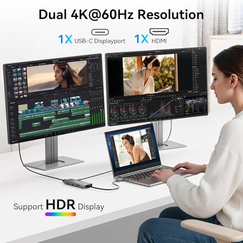 VANGREE 9-in-1 USB C Hub 10Gbps with 4K@60Hz USB-C Display Output, 100W PD | 3*USB-C & 2*USB-A 3.2 10Gbps, 4K@60Hz HDMI, SD/TF reader, Supports SST & MST, for MacBook, iPad, Dell, Surface, Samsung DEX
