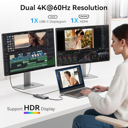 VANGREE 9-in-1 USB C Hub 10Gbps with 4K@60Hz USB-C Display Output, 100W PD | 3*USB-C & 2*USB-A 3.2 10Gbps, 4K@60Hz HDMI, SD/TF reader, Supports SST & MST, for MacBook, iPad, Dell, Surface, Samsung DEX