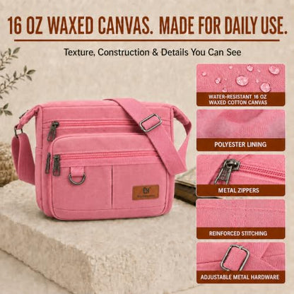 Rfid Crossbody Messenger Bag with Water Bottle Holders, 13 inch Laptop Shoulder Bag, Sling Satchel Purse w/Built-in Wallet - color: Pink