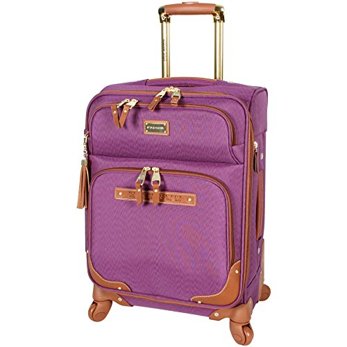 Steve Madden Designer Luggage Collection - Lightweight Softside Expandable Suitcase for Men & Women - Durable 20 Inch Carry On Bag with 4-Rolling Spinner Wheels (Global Purple) - color: Global Purple, size: 20 inches
