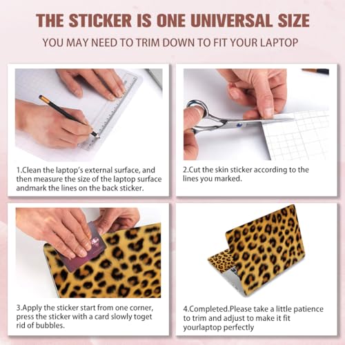 PLIGREAT Leopard Print Laptop Skin Stickers, Reusable Netbook Skin Sticker Vinyl Decals for PC Notebook Laptops Keyboard Cover Universal 12" 13" 13.3" 14" 15" Waterproof Laptop Case Protector Film - color: Brown Leopard Print