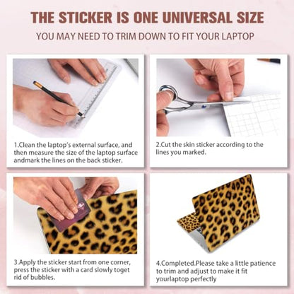 PLIGREAT Leopard Print Laptop Skin Stickers, Reusable Netbook Skin Sticker Vinyl Decals for PC Notebook Laptops Keyboard Cover Universal 12" 13" 13.3" 14" 15" Waterproof Laptop Case Protector Film - color: Brown Leopard Print