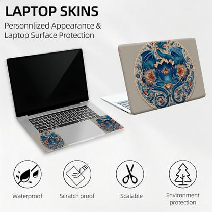 Blue Dragon and Phoenix Yin Yang Universal Laptop Skin Sticker 3PCS,Protective Decal Trim-to-Fit 11.6" 13.3" 14" 15.6" Laptop Vinyl Cover,Removable Anti-Scratch Computer Decal Protector - color: Blue Dragon and Phoenix Yin Yang