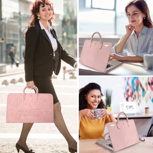 PU Laptop Sleeve Pink with Handle Protective Case Laptop Bag - color: 13 Inch