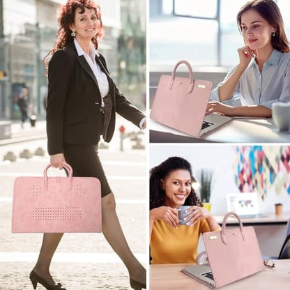 PU Laptop Sleeve Pink with Handle Protective Case Laptop Bag - color: 14 Inch