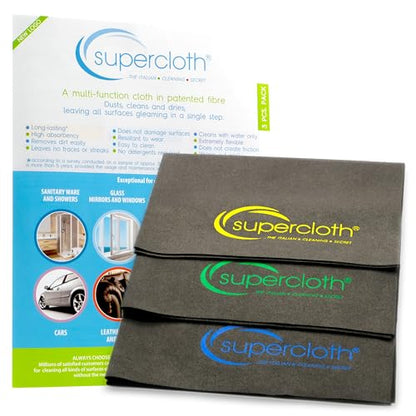 Supercloth® Premium Microfiber Cleaning Cloth for All-Purpose, Lasts Over 5 YEARS, Glasses Cleaning Cloth, Microfiber Cleaning Cloth for Cars, Magic Reusable Cloth Streak-Free 100% Made in Italy (3pk) - size: 3 Pcs