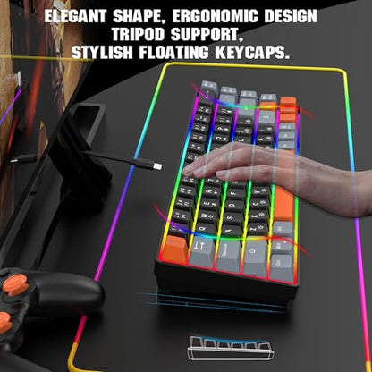 Snpurdiri 60% Percent Gaming Keyboard, Compact RGB Backlit Small Gaming Keyboard for Windows, PC, Laptop (68 Keys, Black-Grey-Orange) - color: Black Grey Orange