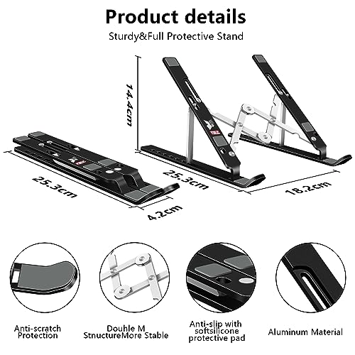 Laptop Stand, Computer Tablet Stand, Adjustable Aluminum Foldable Portable Laptop Holder Riser, Compatible with MacBook Air Pro, Lenovo, HP, Dell, More 10-15.6” Laptops and Tablets (Black) - color: D102 Black