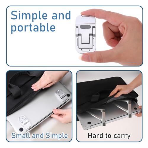 Bewudy 2 Pcs Portable Keyboard Riser With Dual Tilt Angle Adjustment, Foldable Laptop Stand, Mini Computer Stand for Desk, Self-Adhesive Feet for Most Keyboards (Silver) - color: Silver