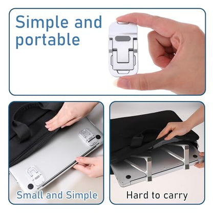 Bewudy 2 Pcs Portable Keyboard Riser With Dual Tilt Angle Adjustment, Foldable Laptop Stand, Mini Computer Stand for Desk, Self-Adhesive Feet for Most Keyboards (Silver) - color: Silver