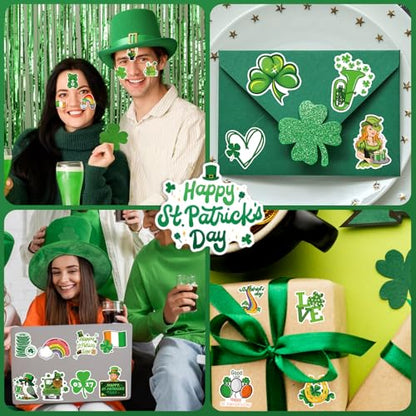 XZENTIRA 105 PCS St Patricks Day Stickers, Vinyl Waterproof Shamrock Stickers Irish Day Decals, St Patricks Day Decorations Party Supplies, Spring Stickers for Water Bottle Laptop Gift Crafts Windows - style: St. Patricks Day