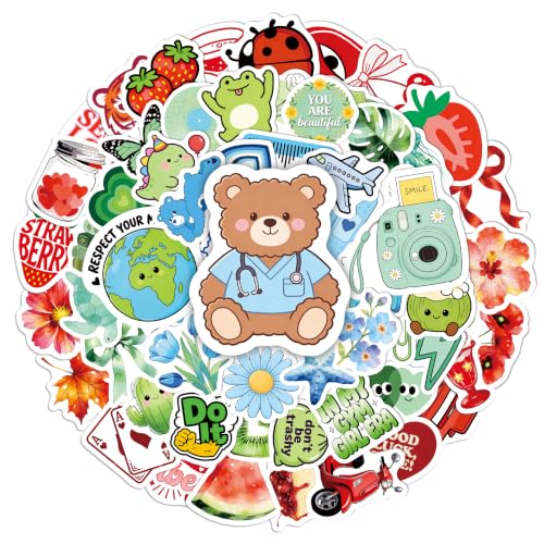 60 Pcs Funny Cartoon Water Bottle Stickers for Kids | Cute Laptop Decals, Waterproof Vinyl Sticker for Luggage Scrapbook Skateboard Phone Case DIY - color: Non-luminescent-492kscp