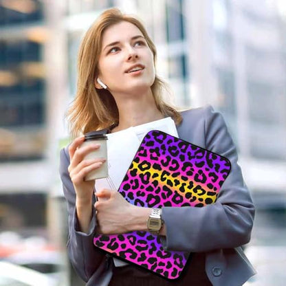 Laptop Sleeve Bag 15.4 15.6 Inch,Leopard Print Cheetah Neon Animal Print Protective Polyester Computer Cases Laptop Cover Briefcase Bag Tablet Travel Cover - color: LPS-028
