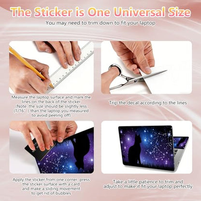 Laptop Skin Sticker Decal 12" 13" 13.3" 14" 15" 15.6",Waterproof Scratch Resistant Vinyl,Reusable Easy to Apply,for MacBook HP Dell Notebooks Netbooks Laptop,2 Wrist Pads,Cute Cat Glitter - color: Cute Cat Glitter