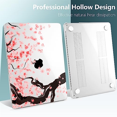 TWOLSKOO for MacBook Air 13 inch Case M5 2026 M4 2025 M3 M2 2024-2022 A3449 A3240 A3113 A2681, Plastic Hard Shell & Keyboard Cover & Screen Film for MacBook Air 13.6 inch Case, Cherry Blossoms - color: Cherry Blossoms