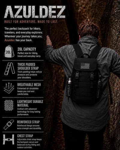 Small Black Tactical Backpack 15L – Military Daypack, For mens - size: 10L