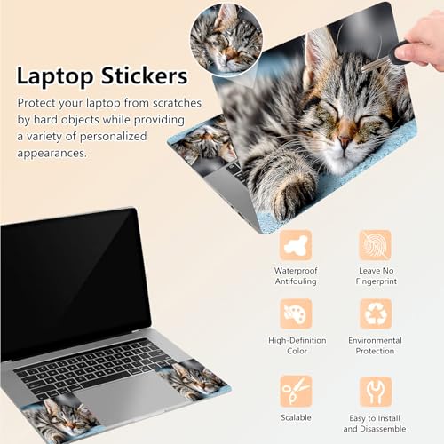 Laptop Skin Sticker Decal 15.6 Inch,12 13 13.3 14 15 15.6 in Laptop Netbook Skins for Notebook,Art Decal Removable Waterproof Scratch Resistant,Universal Vinyl Cover,Cute Sleep Cat - color: Cute Sleep Cat