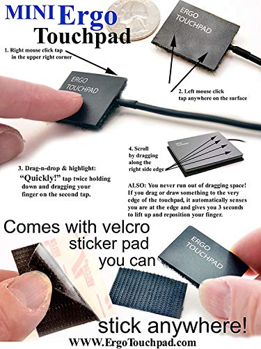 Mini USB Computer Touchpad, Trackpad, Mouse, Wired, 1.1 x 1.3 inches Ergo Touchpad ETP001MTPUSB