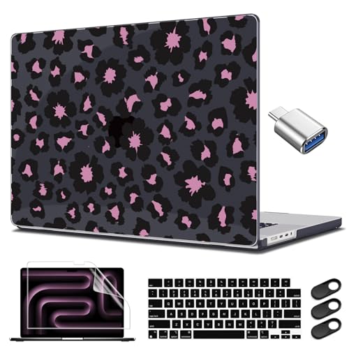 CISSOOK Compatible with MacBook Pro 14 inch Case 2021-2026, Hard Shell Case with Keyboard Cover for MacBook Pro 14 M5 M4 M3 M2 M1 Chip, Black Floral - color: 14inch-Black Floral