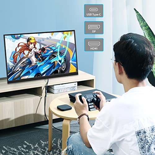 4k Portable Monitor, 14 Inch Portable Monitor USB C, 10-Bit Adobe 95% HDR Game Display with USB C/HDMI/Mini DP Compatible with Laptop/Game Console/PC/Surface - size: 14"
