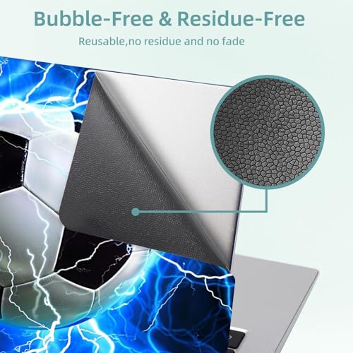 Universal Laptop Skin Decal, 3-Piece Vinyl Protector for 12 13 14 15.6" Notebook, Waterproof Anti-Scratch, Easy Trim & Bubble-Free Finish, Soccer Ball on Blue Lightning - color: Soccer Ball on Blue Lightning