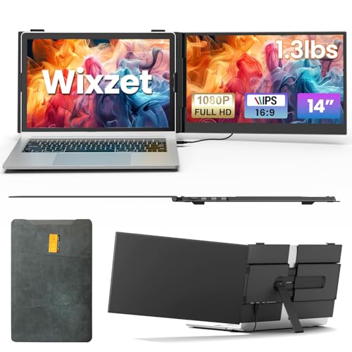 Laptop Screen Extender, Ultra-Thin 14" FHD 1080P Portable Monitor | IPS Display, Portable Monitor for 13"-17" Laptop, 1.3lbs Lightweight Dual Monitor, Plug & Play for Wins/Mac/Android/Chrome - color: Metallic Black