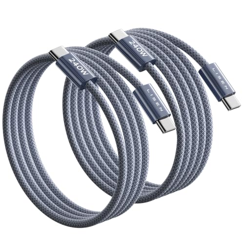 LISEN USB C to USB C Cable Fast Charging Cords 240W Type C Charger Fast Charging Cord Type C Cable for iPhone 16 15 iPad MacBook Pro Air Samsung S25 Switch,3.3ft+6.6ft/2 Pack/Midnight - color: Midnight, size: 3.3FT+6.6FT