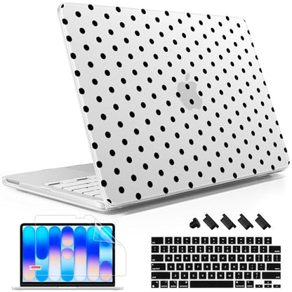 May Chen for MacBook Neo Case 13 inch 2026 | 100% Match Official Color | Pattern Printing, Anti-Crack & Scratch & Fingerprint | Protective Hard Shell Cases Laptop Model A3404, Black Polka dot - color: Black Polka dot