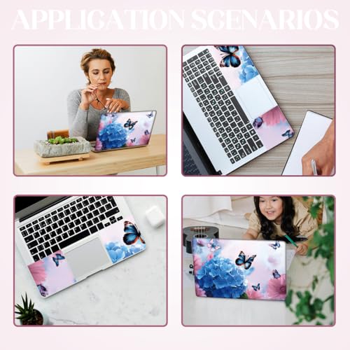 SUPERDANT Laptop Skin Sticker Laptop Decals Butterfly Flower Personalized Universal Notebook Computer Wrap Vinyl Skin Stickers Cover Art Decal Removable 12-15.6 Inch Scratch-Resistant Gifts - style: Blue Flower and Butterfly