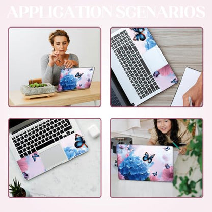 SUPERDANT Laptop Skin Sticker Laptop Decals Butterfly Flower Personalized Universal Notebook Computer Wrap Vinyl Skin Stickers Cover Art Decal Removable 12-15.6 Inch Scratch-Resistant Gifts - style: Blue Flower and Butterfly