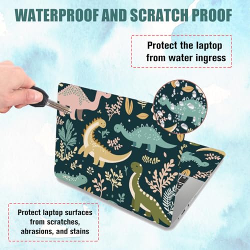 PLIGREAT 15 Inches Cartoon Dinosaur Laptop Skin Stickers, Reusable Netbook Skin Sticker Vinyl Decals for PC Notebook Laptops Keyboard Cover Universal 12" 13" 13.3" 14" 15", Pink Green - color: Pink Green