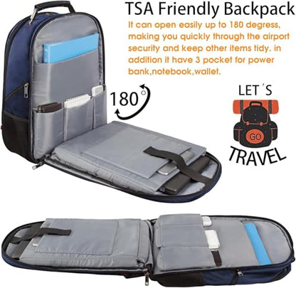LTINVECK Travel Laptop Backpack,Extra Large Backpack for Men,Big 17 Inch Computer bag Tech Backpack - color: Full Blue