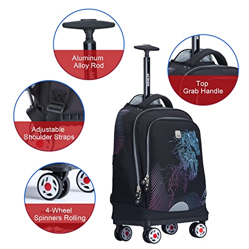 Rolling Backpack with Wheels for Travel, Roller Backpack for Women, Wheeled Laptop Bag Fits 15.6 Inch Notebook - color: Horse