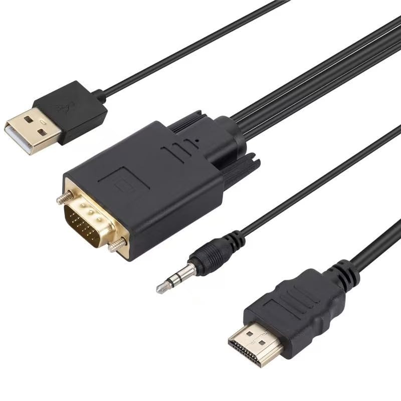 VGA to HDMI Adapter, 1080P Converter with Audio Cable from Computer/Laptop VGA Source to HDMI TV/Monitor Uni-Directional (vga to hdmi Cable)