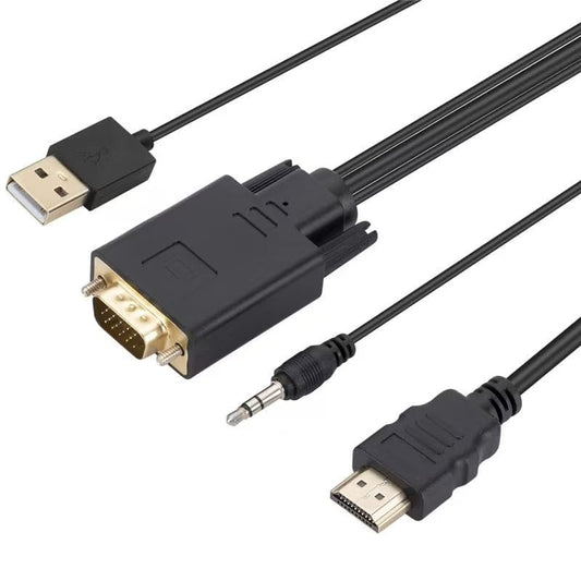 VGA to HDMI Adapter, 1080P Converter with Audio Cable from Computer/Laptop VGA Source to HDMI TV/Monitor Uni-Directional (vga to hdmi Cable)