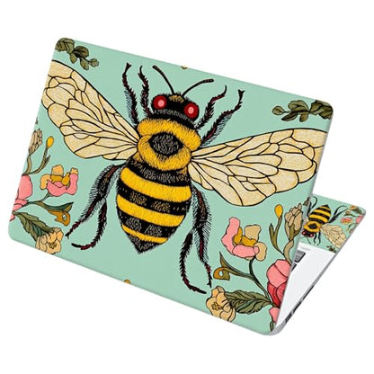 Universal Laptop Skin Sticker with 2 Wrist Pad Decals, 3-Piece Removable Vinyl Laptop Cover, Bee Flowers Waterproof Anti-Scratch, Easy-Trim Fit for 13.3" 14" 15.6" Laptops - color: Bee Flowers